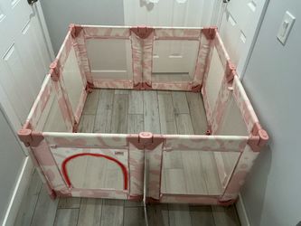 Pink Baby Playpen with Door Panel