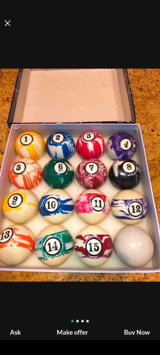 Marble Pool Ball Set