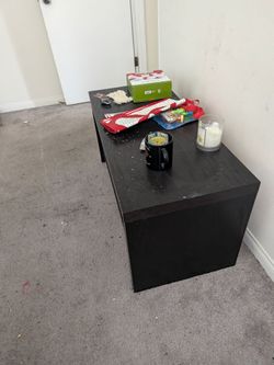 Black Low TV Stand with Open Shelves