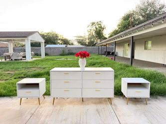 Modern white dresser + nightstands