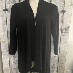 Chico’s Dressy Open Black Jeweled Sweater Cardigan Size 1