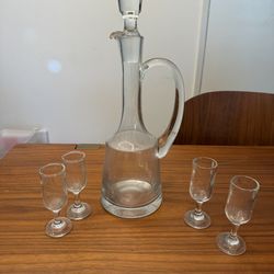 Vintage MCM Decanter Set With Cordial Glasses
