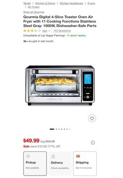Gourmia Digital Air Fryer/Toaster Oven