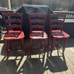 Wooden Bar Chairs X3