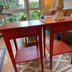 A pair of all-wood night stands