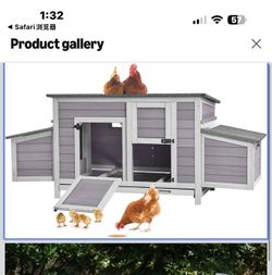 New in box Chicken Coop Outdoor Wooden Hen House with Nesting Box Poultry Cage with 2 Perches,2 Large Front Doors, Air69-J