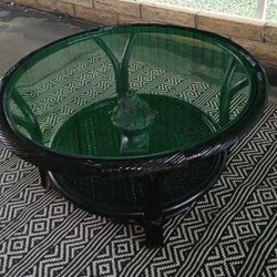 Round Black Rattan Coffee Table