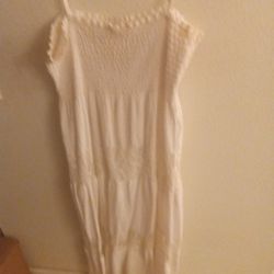 White Long Dress With Lace M/L