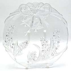 Large Clear Glass Wedding Bells Lily of the Valley Serving Platter 14.5