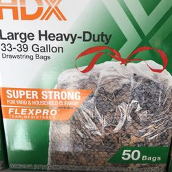 FlexPro 33 Gal. to 39 Gal. Clear Drawstring Outdoor and Yard Trash Bags (50-Count