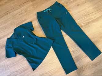 Teal figs scrub set satin material