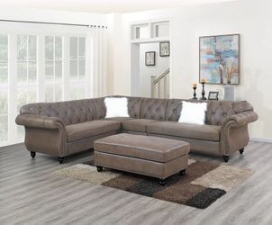 Brand New Brown Leather Sectional Sofa (Ottoman Sold Separately)
