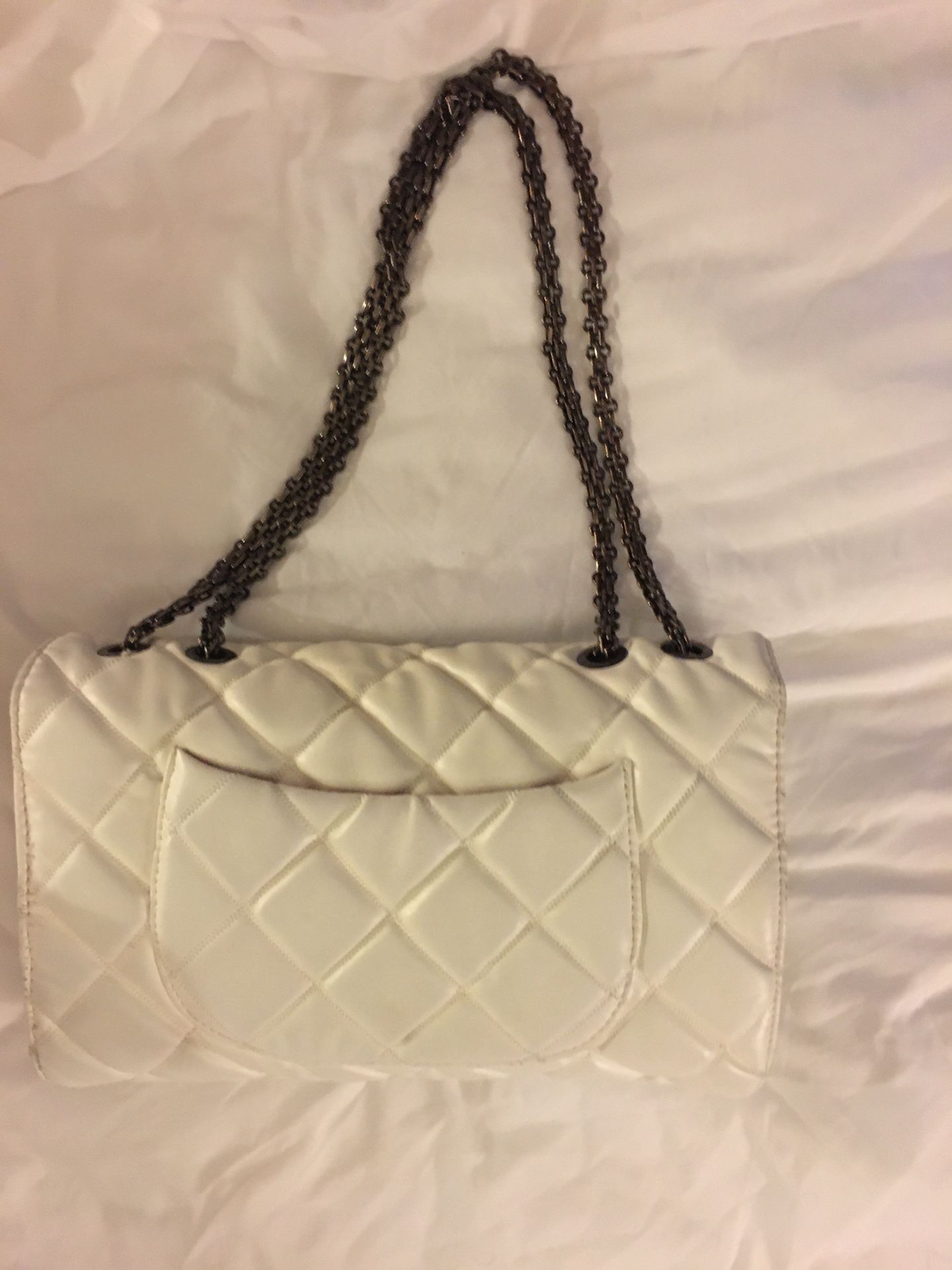 Chanel vintage 2.55 white flap bag