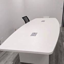 Modern Boat Shape Conference Table 4x10 White 