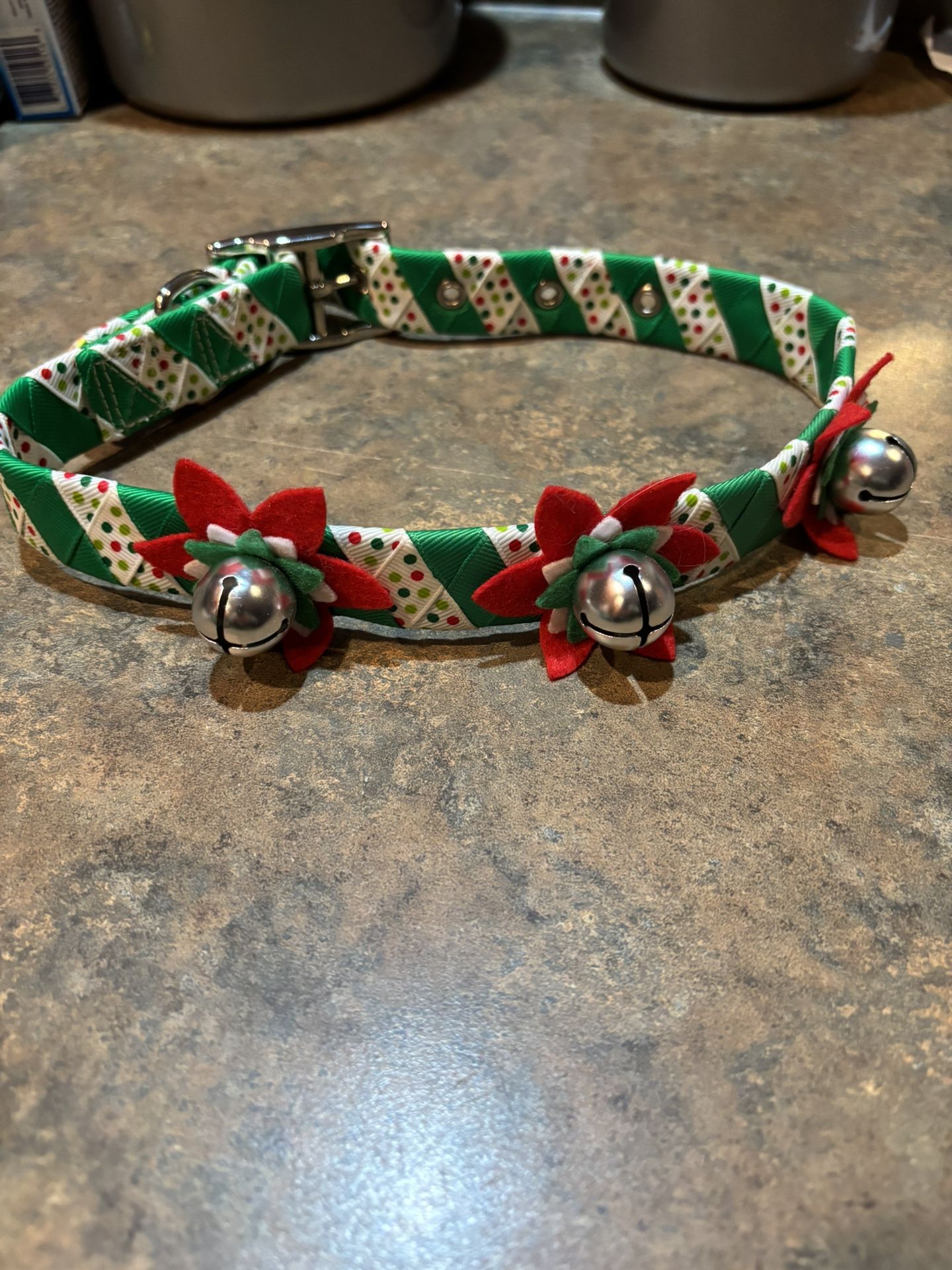 Large Christmas bells dog collar. 
