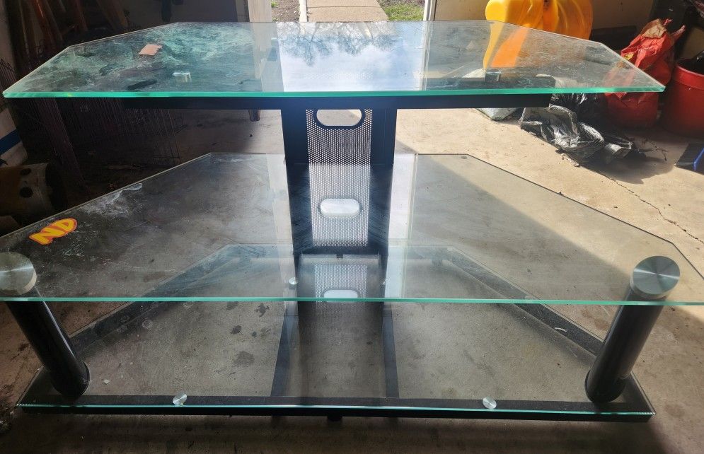 TV Stand With 3 Glass Shelves 