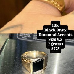 10k Black Onyx w/Diamond Accents Men’s Ring 