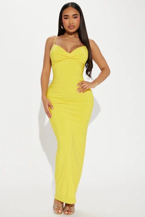 YELLOW MAXI BACKLESS DRESS FASHION NOVA