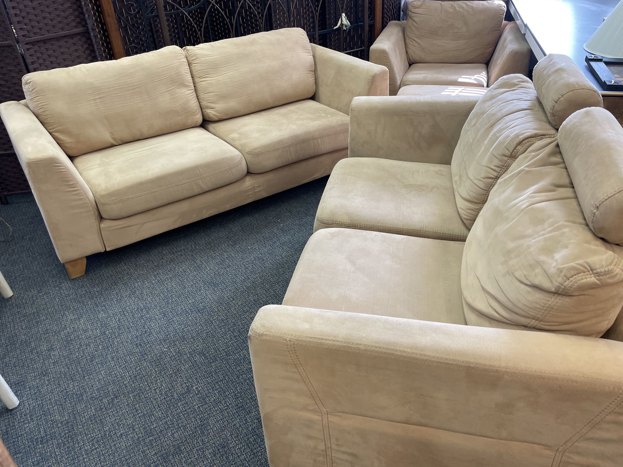 Couch/Sofa, Loveseat, Chair And Footstool - Suede Leather - Delivery Available For A Fee