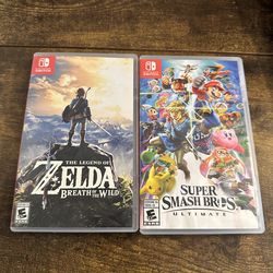 Zelda breath of the wild and smash bros for switch