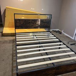 Queen Size Bed Frame With Headboard and under bed storage drawers