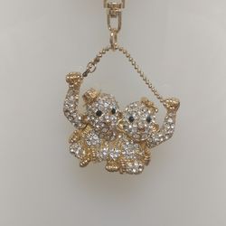 Jeweled Monkey Keychain - $6.99 ( NEW ) gold & silver