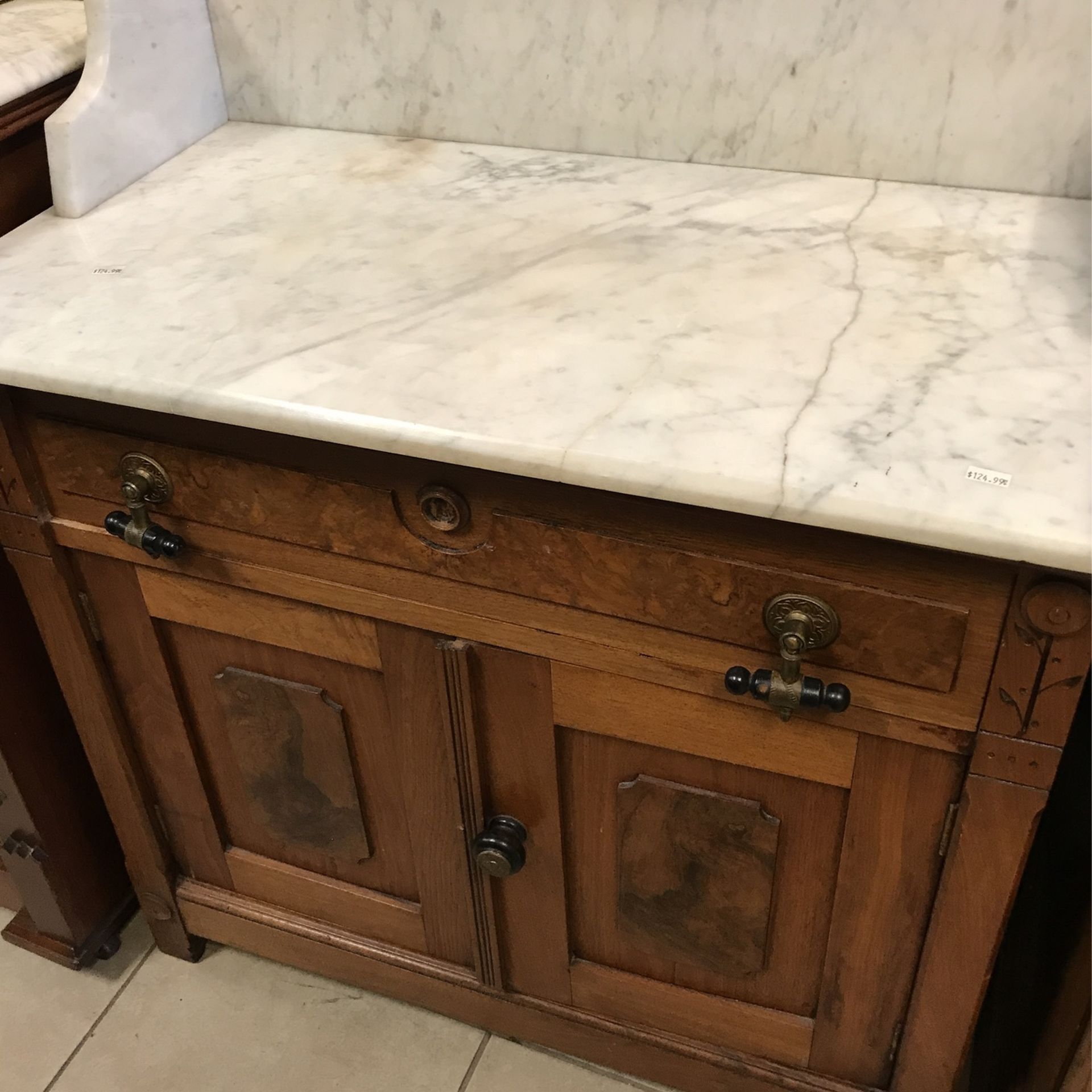 Antique Marble Top Cabinet 