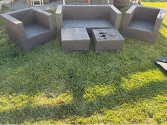 Patio set and umbrella