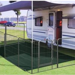 Brand New 32" Tall Heavy Duty X Wide 8 Panel Dog Playpen Portbale 21' Long Pet Fence Shapable Yard RV Gate 20.25' Sq Ft Dog Cage Corral De Mascota