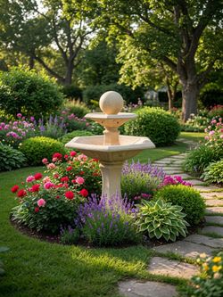 50” Resin Tiered Outdoor Fountain Garden Water Feature! Top Ball has been repaired see pics. Doesn’t include pump.  38x38x50in