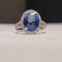 14K Gold Sapphire Diamond Ring