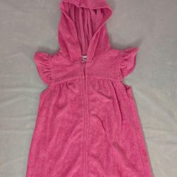 Old Navy, pink terry cloth hooded zip-up swim cover-up for toddler girls Size 3t