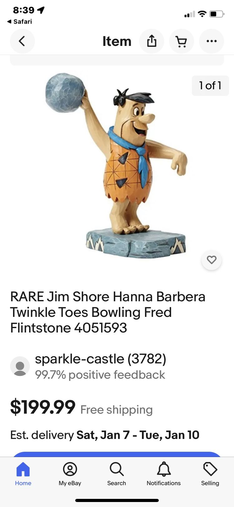 RARE Jim Shore Hanna Barbera Twinkle Toes Bowling Fred Flintstone (contact info removed)