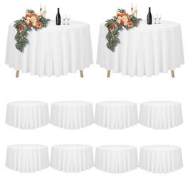 Round Polyester Tablecloths - 10 pk 120” White