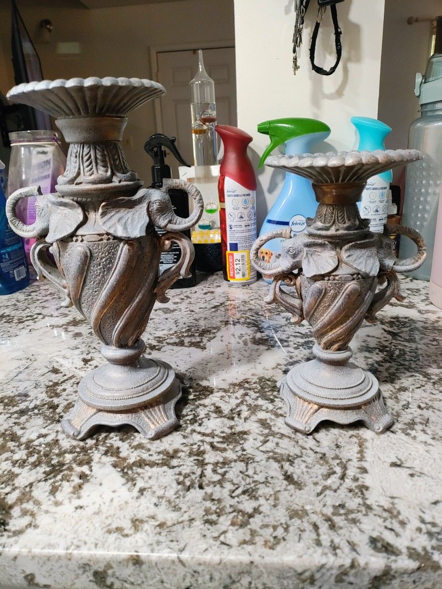 Two Piece Candle Holders Elephant