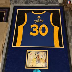Stephen Curry Autographed Jersey Framed