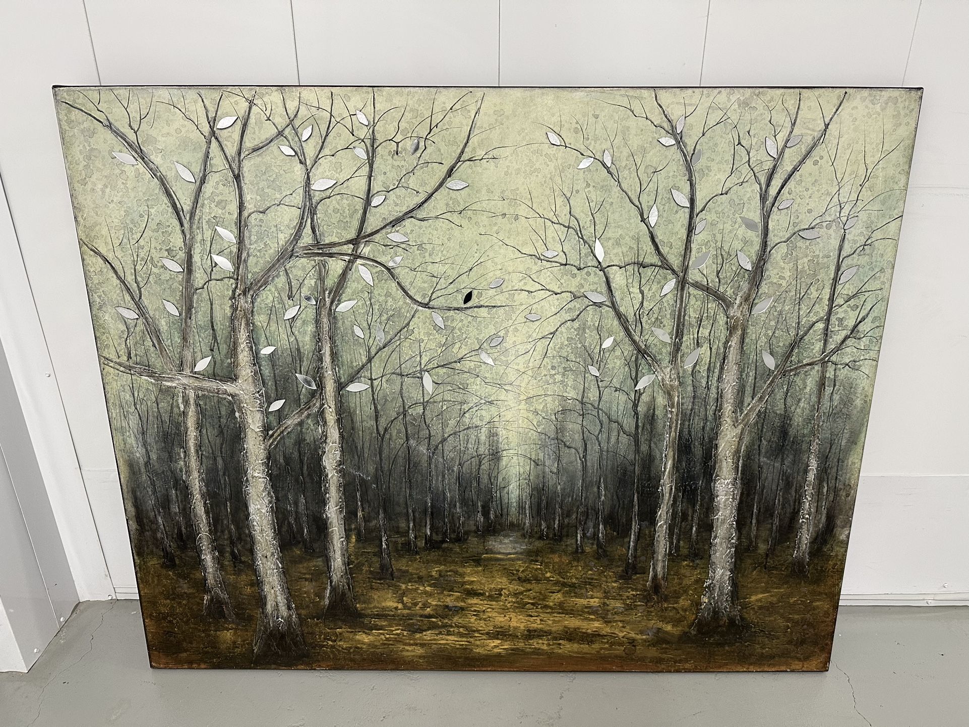 Stunning Large Mirrored Leaf Forest Canvas Art - 50” x 40”