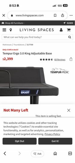 Tempur-Pedic Ergo 3.0 King Adjustable Base