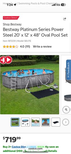 Bestway Platinum Series Power Steel 20' x 12' x 48" Oval Pool Set