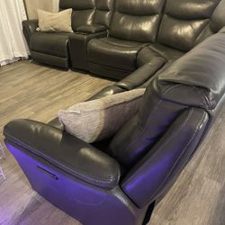 Real Leather Reclining Sectional