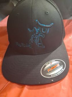 Flexfit Black Trucker Hat Bull Rider Embroidery