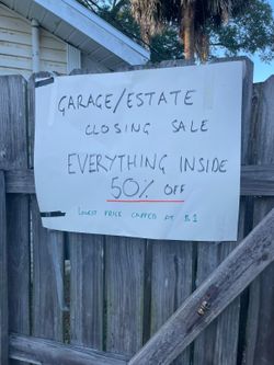 Garage Estate Closing Sale 50% off today only: Last Day!