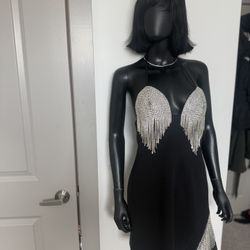 House of CB  Embellished black bodycon dress