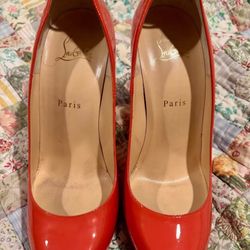 Louboutin Rolando Red Bottom Heels120 Patent Calf pink Cameo Rose 39.5 With Show Bags And Box