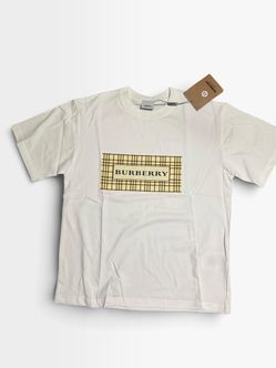 Burberry White Graphic T-Shirt with Tags