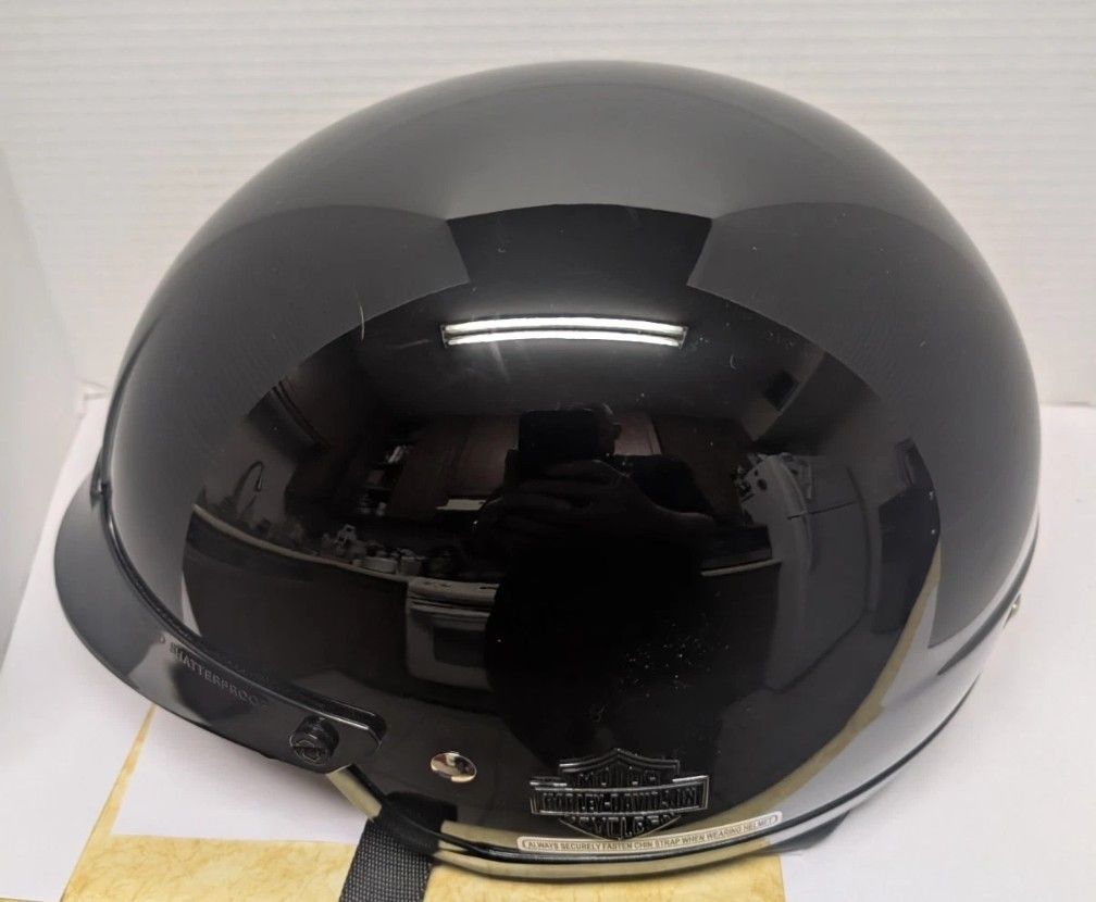 Harley-Davidson DOT Half Helmet Large HD-H03 – Gloss Black w/ Sun Visor