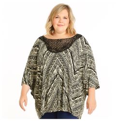 Lavish Women’s plus size XL/XXL black & white geometric pattern blouse top tunic