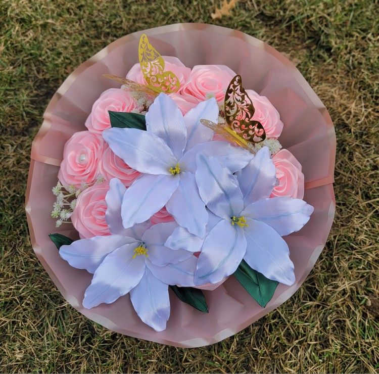 Eternal Flowers Bouquets/ribbon Flowers