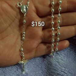 925 Sterling Silver Rosary And Bracelet /Rosarios Y Brasaletes Estilos Rosario De Plata 925