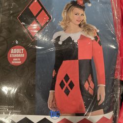 DC Harley Quinn Dress with Attached Collar Halloween Costume Up To Size 8